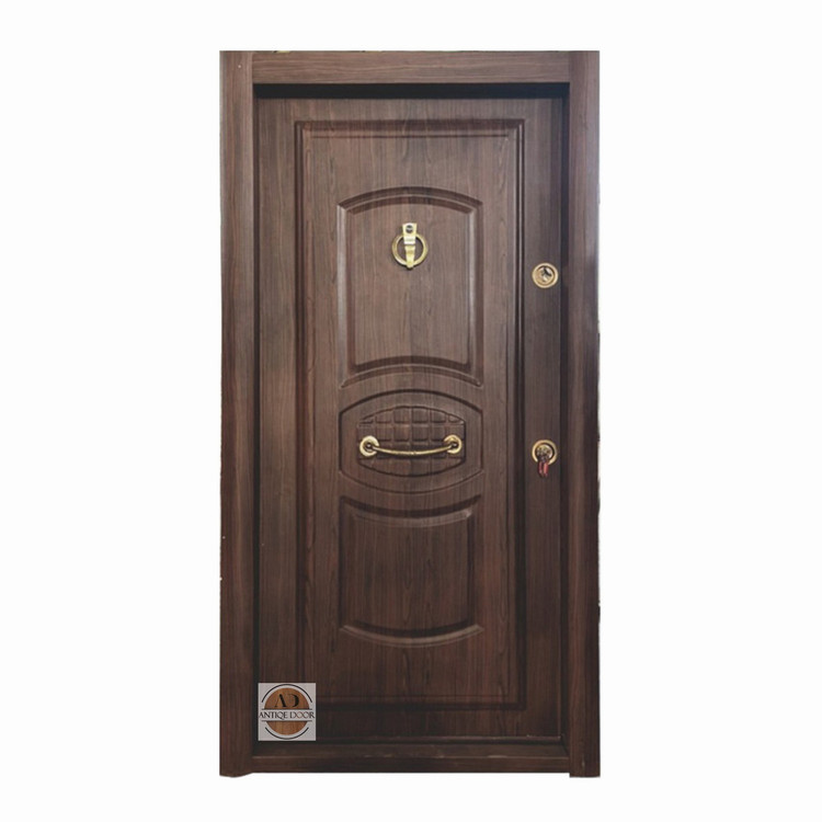 درب ضد سرقت روکش فلزی دکورال مدل سه قاب چپ بازشو