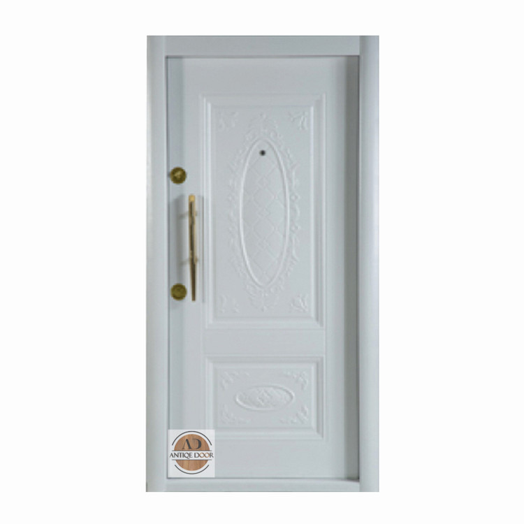 درب ضد سرقت دو قاب منبت سفید راست بازشو