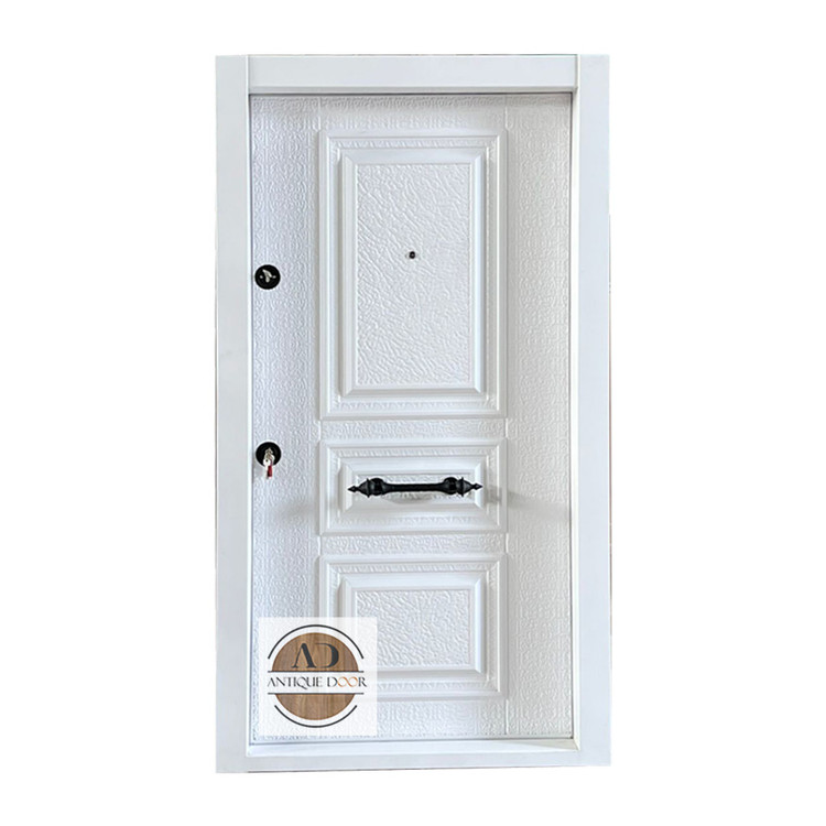 درب ضد سرقت رویه فلز سه قاب لوکس سفید راست بازشو