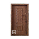 درب ضد سرقت روکش فلزی دکورال مدل دو قاب حصیری چپ بازشو