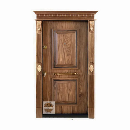 درب ضد سرقت مدل دو قاب روکش گردو راست بازشو