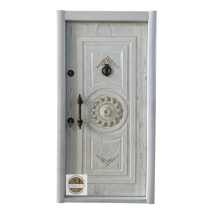 درب ضد سرقت مدل دراج پتینه سفید راست بازشو